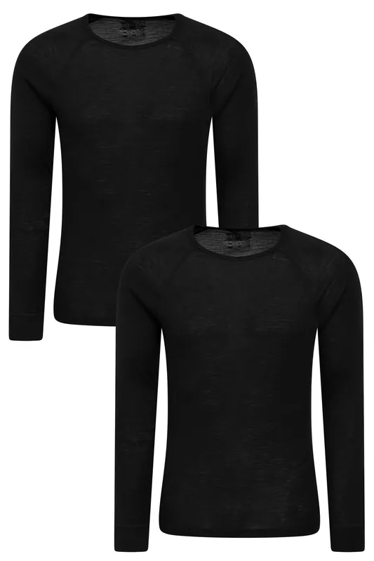 2 Pack Long Sleeve Round Neck Moisture Wicking Thermal Baselayer Top - Mountain Warehouse