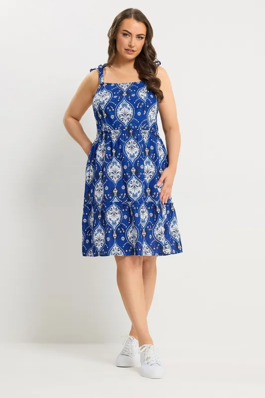 Bandana Print Linen Smock Dress - Yours