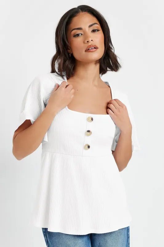 Petite Ribbed Smock Top - PixieGirl