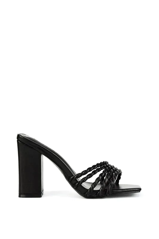 Selene' Strappy Square Toe Block Heel Mules - XY London
