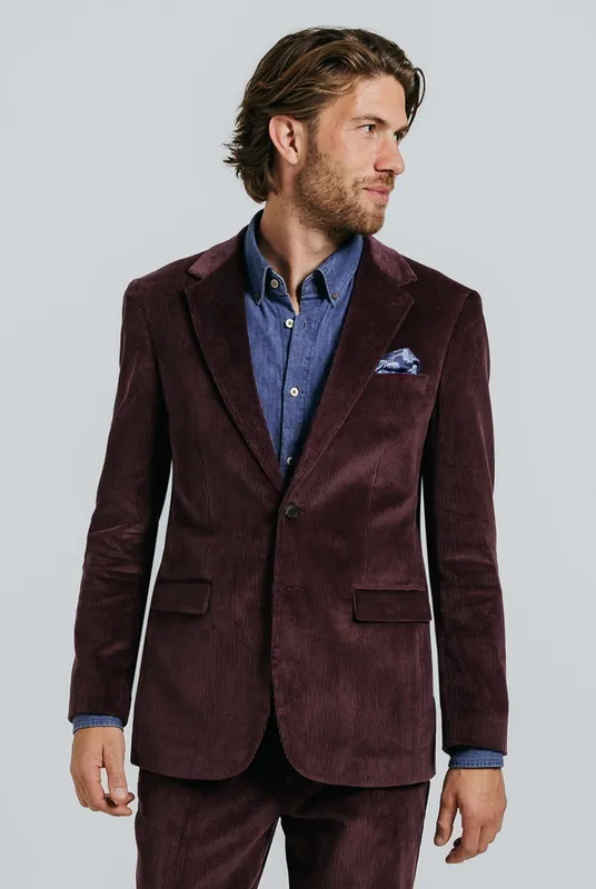 Burgundy Corduroy 2 Piece Suit - Dobell
