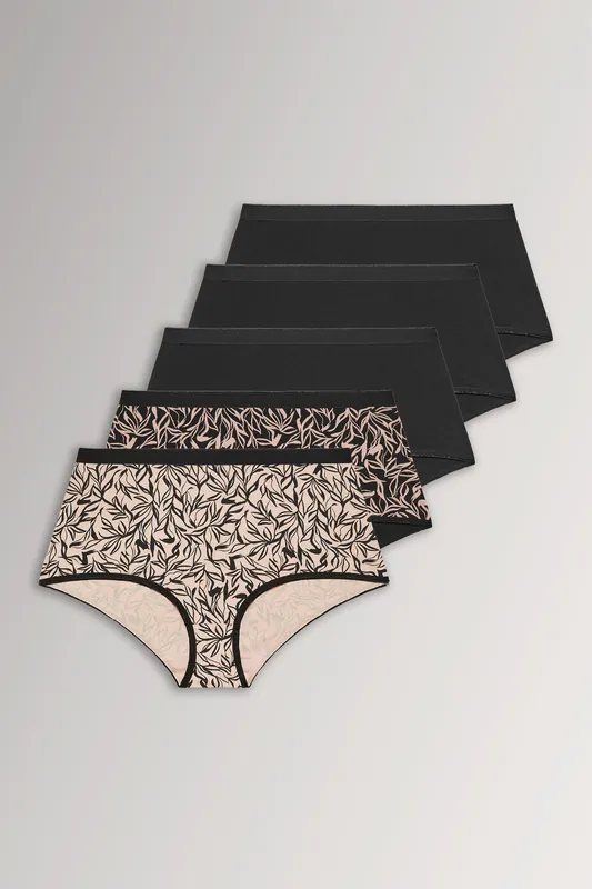 5 Pack Leaf Print Full Briefs - Yours