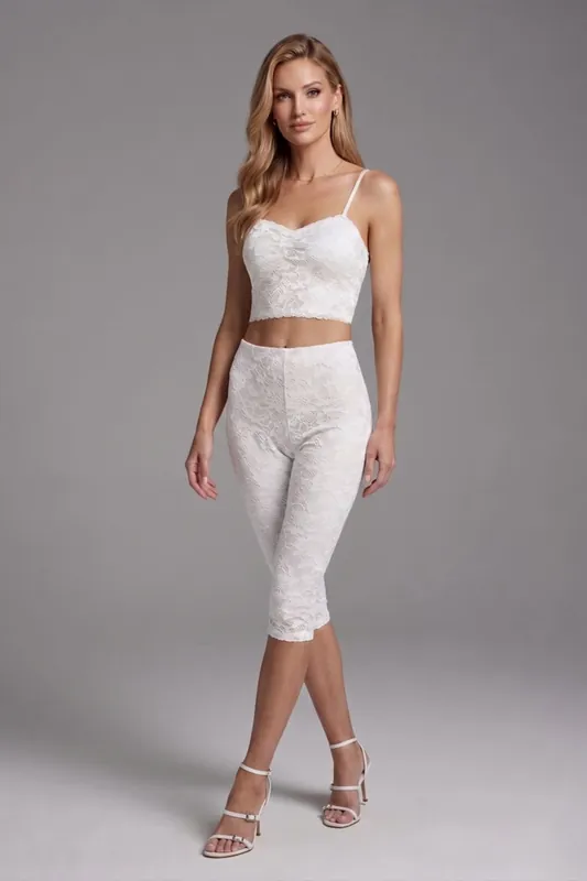 Lace Detail Crop Top and 34 Legging Co-ord
