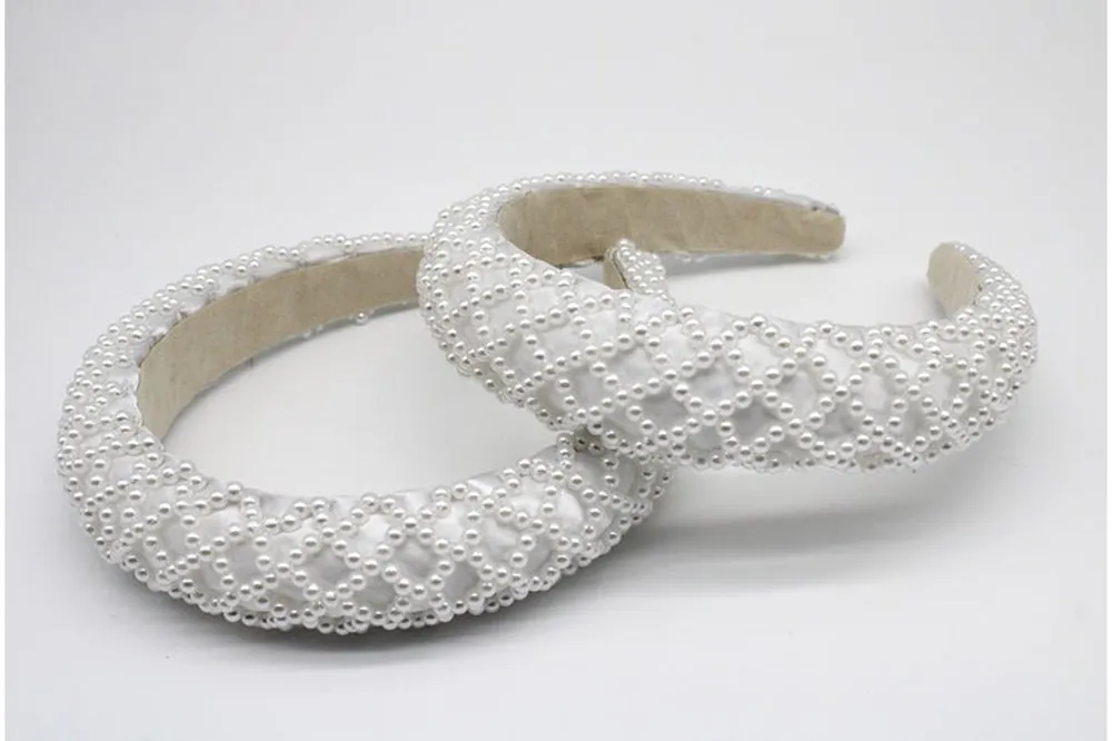 White Pearl Lattice Style Headband - SVNX