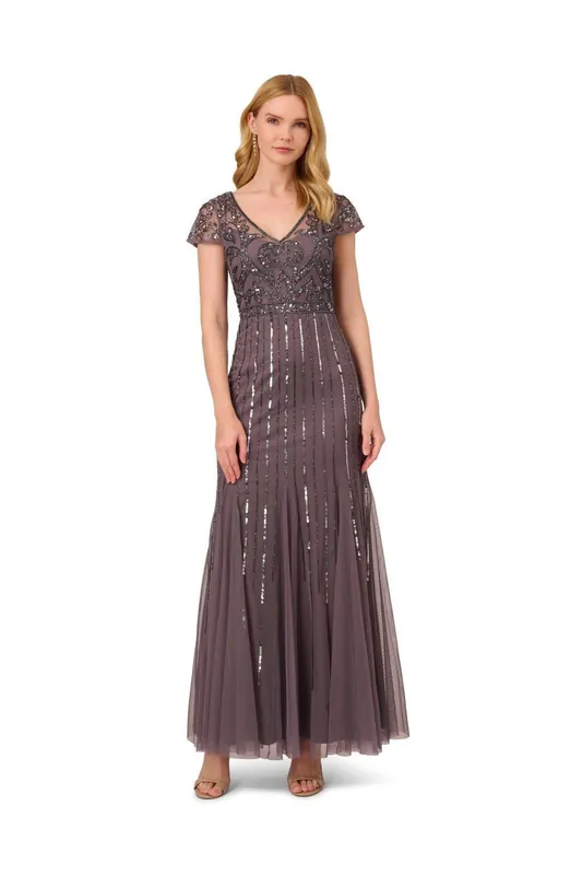 Beaded Long Dress - Adrianna Papell