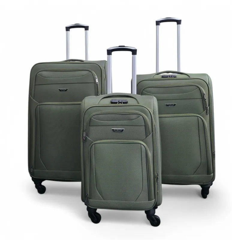 Soft Shell Lightweight Nylon 4 Wheel Travel Case Holiday Suitcase Set - Infinity Leather
