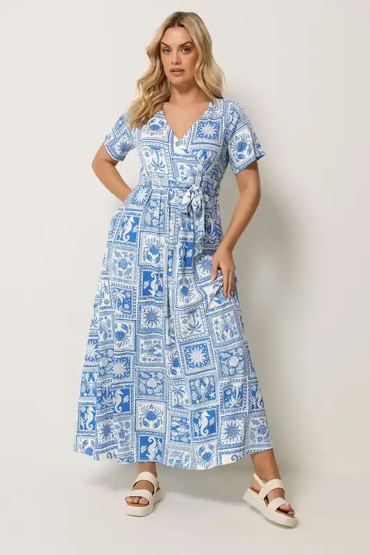 Palm Tree Wrap Front Dress - Yours