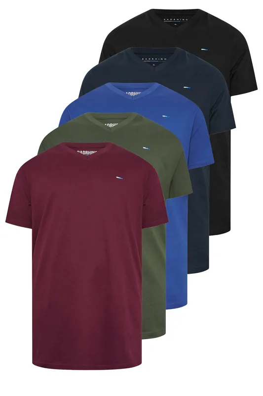 5 Pack Extra Long V-Neck T-Shirts