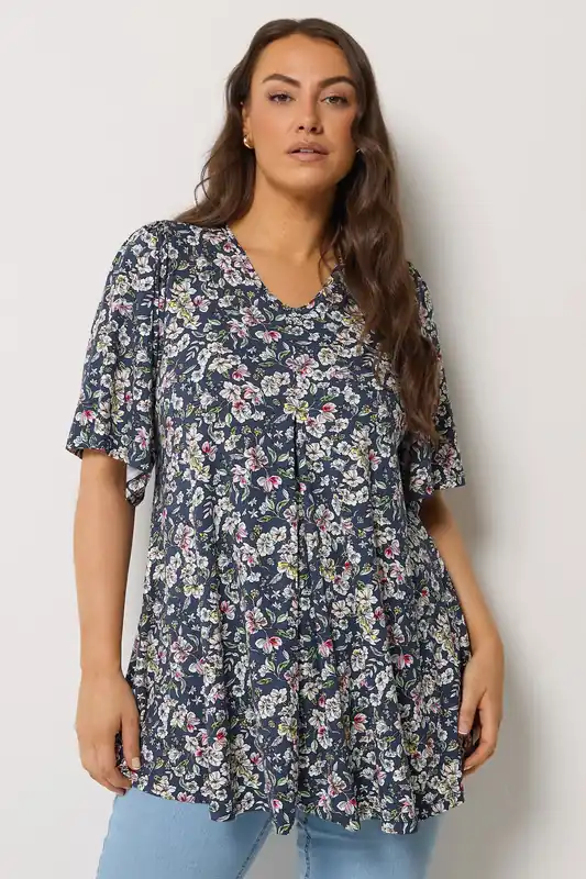 Floral Pleat Front Top - Yours