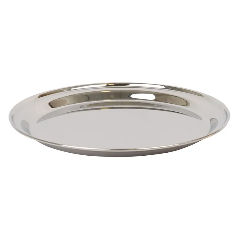 35.5cm Stainless Steel Serving Platter - Chrome Dinner Tray