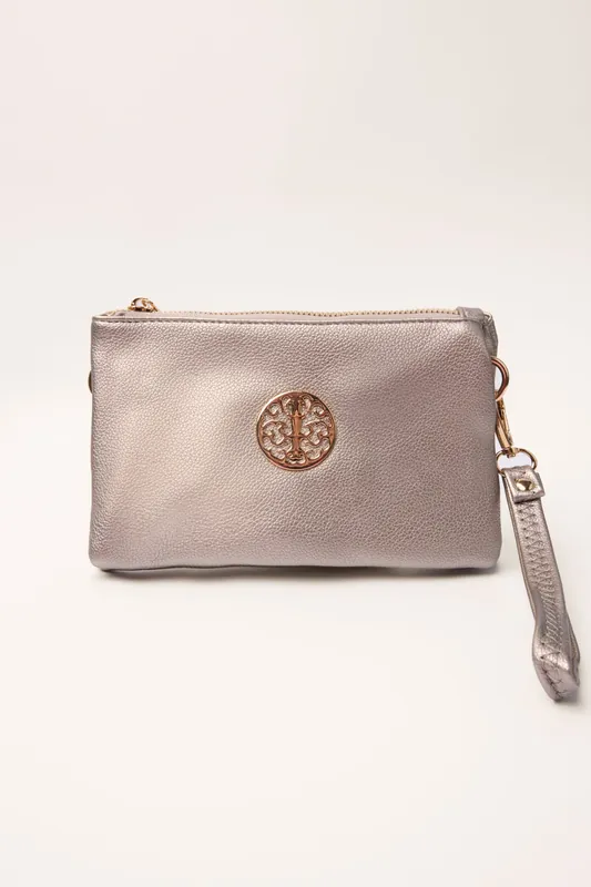 Detailed Zip Up Purse With Detachable Strap - Blue Vanilla
