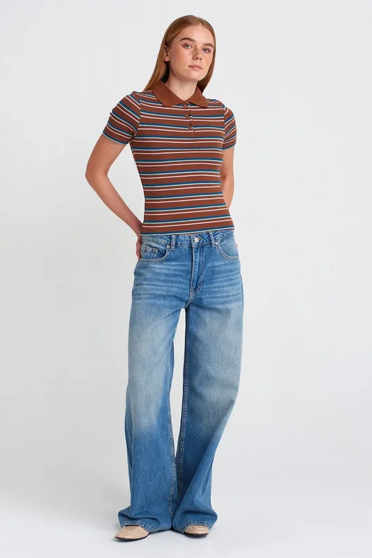 High-Waist Wide-Leg Cotton Denim Jeans