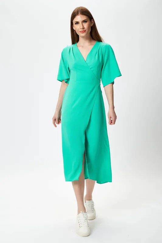 Mint Green Midi Wrap Dress - Liquorish