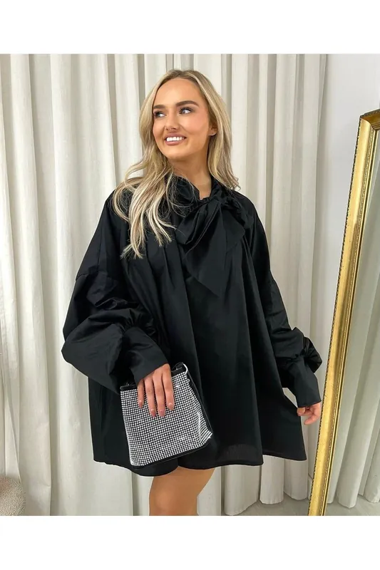 Margaret Oversized Tie-neck Top