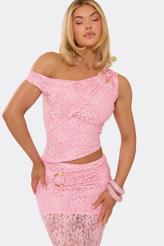 Strappy Off The Shoulder Lace Midi Top - EGO