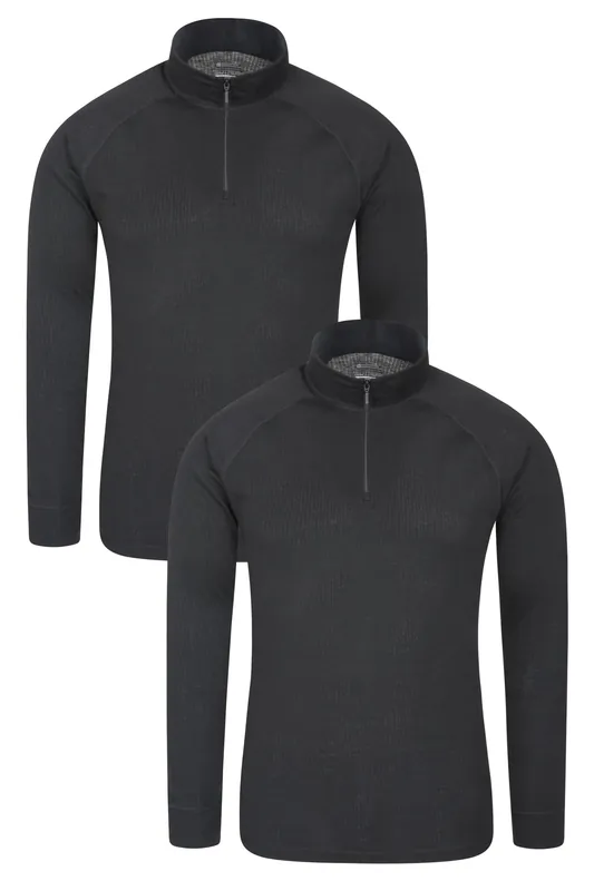 2 Pack 'Talus' IsoTherm Quick Dry Breathable Zip Neck Baselayer Top - Mountain Warehouse