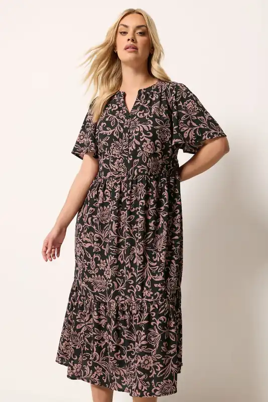 Abstract Floral Placket Dress - Yours