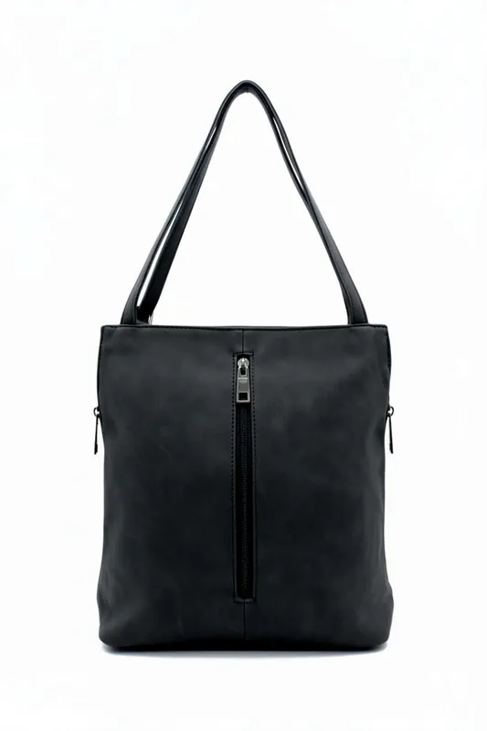Convertible Dual Type Strap Fuax Suede Shoulder Bag Backpack - Kitise