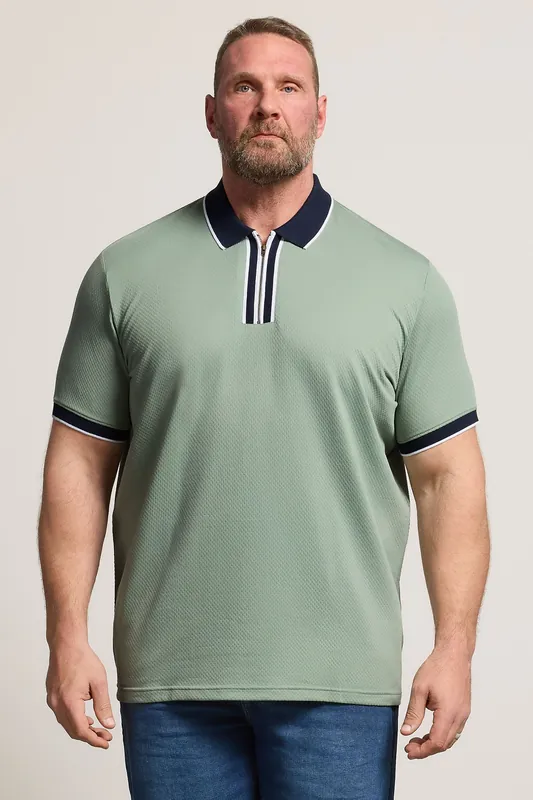 Texture Jacquard Zip Polo Shirt - BadRhino
