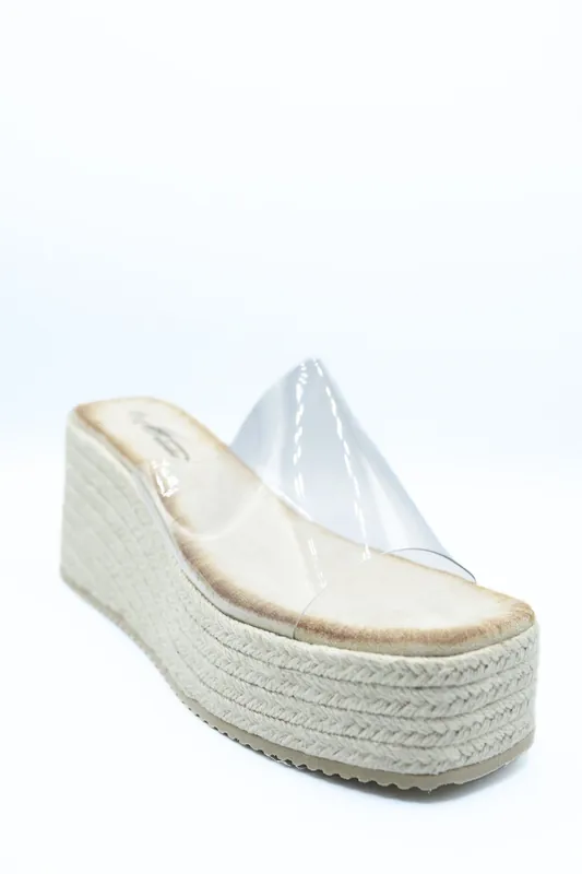 Cara Transparent Strap Platform Wedge Heels - IKRUSH