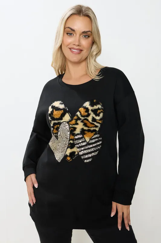 Faux Fur Heart Sweatshirt - Yours