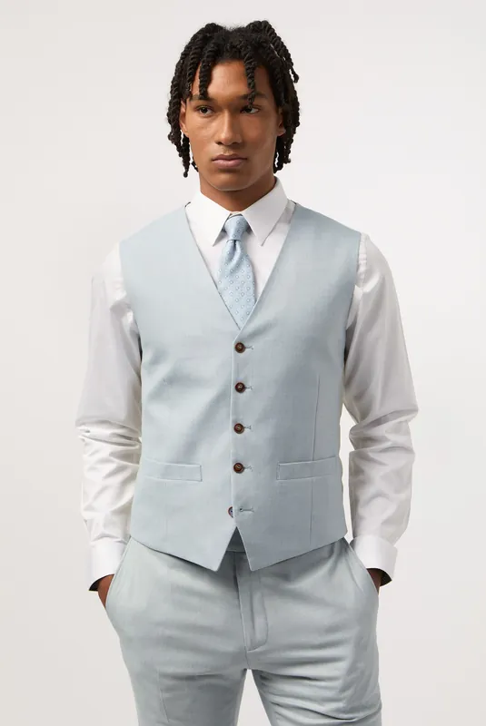 Blake Pale Blue Slim Fit Waistcoat - Antique Rogue