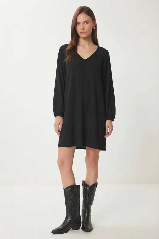V-neck Loose Fit Mini Dress