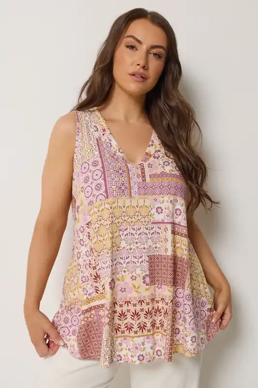 Patchwork Ribbed Vest Top - Yours
