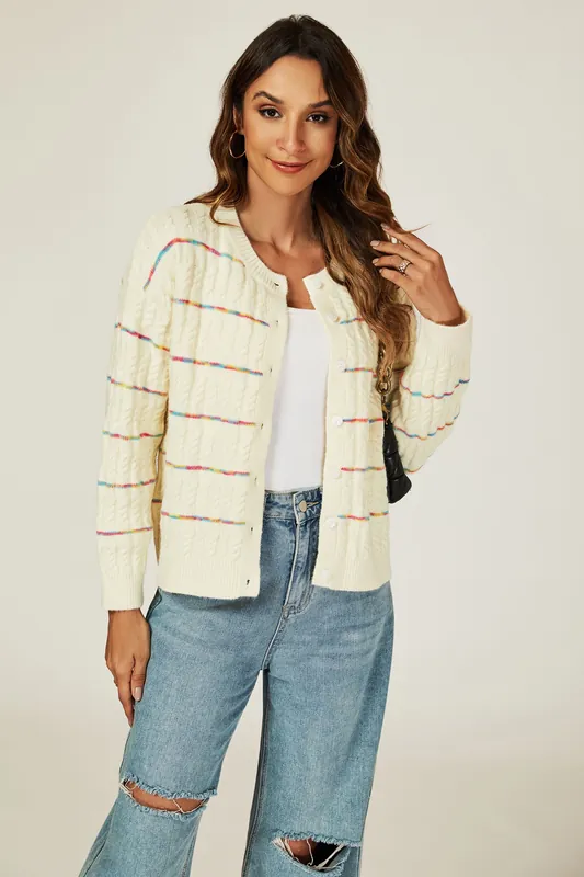 Rainbow Stripe Knitted Cardigan - FS Collection