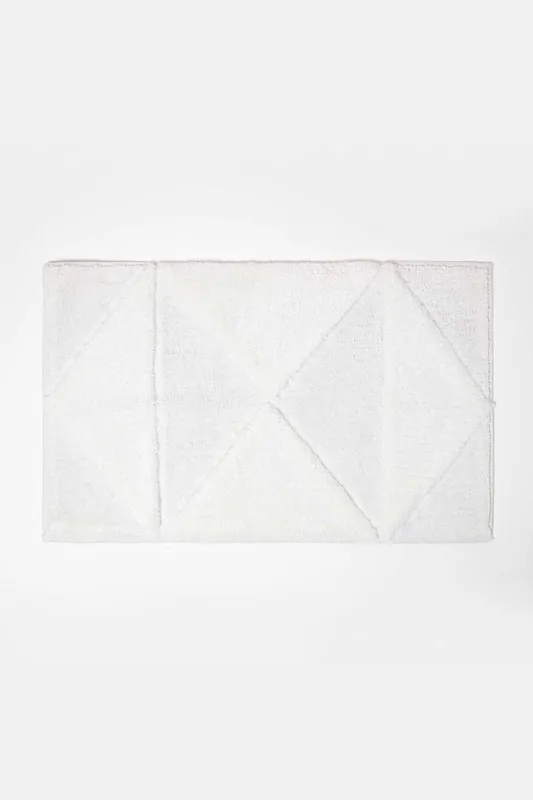 100% Cotton Bath Mat Tufted Geometric Design - Homescapes