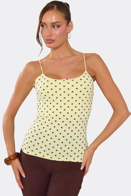 Strappy Square Neck Polka Dot Cami Top - EGO