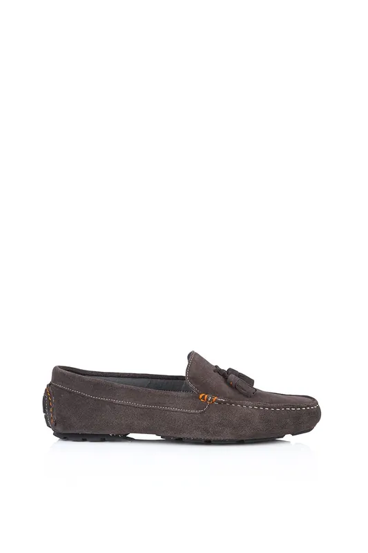Jackson Suede Leather Driving Moccasin Mens Tassel Loafers - Silver Street London