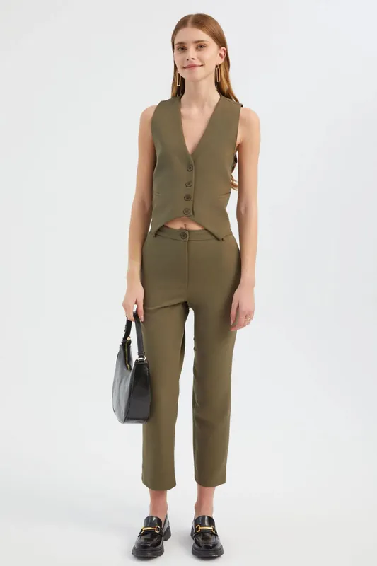 High Waist Slim Fit Trousers - Hiccup