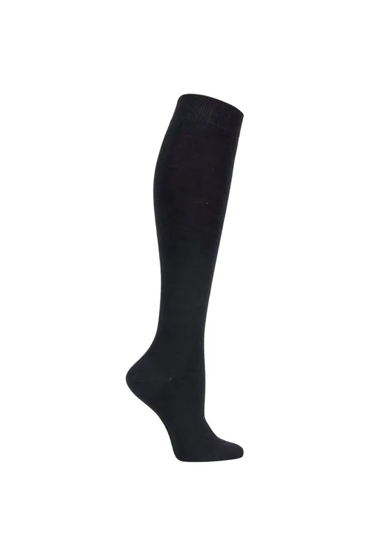 1 Pair Plain Bamboo Knee High Socks with Comfort Cuff and Smooth Toe Seams - SOCKSHOP