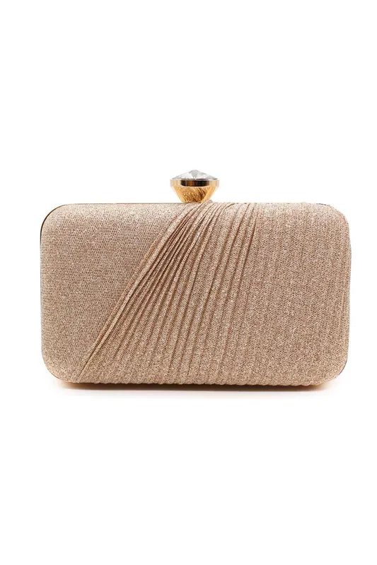 Large Diamanti Clasp Half Pleated Clutch Evening Bag - Kitise