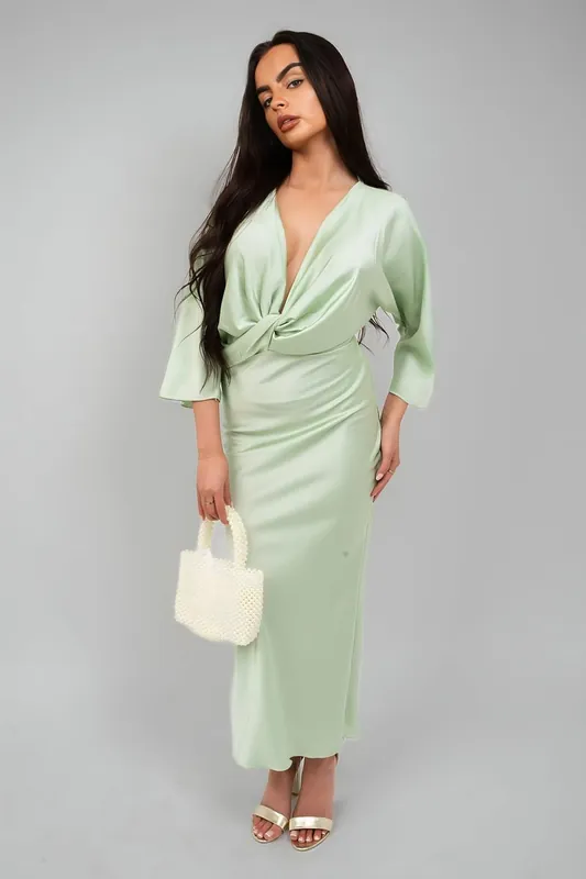 Kylie V-neck Twist Front Midi Dress