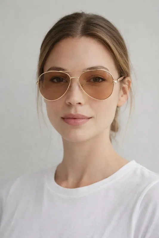 Metal Aviator Sunglasses With Chunky Arm - SVNX