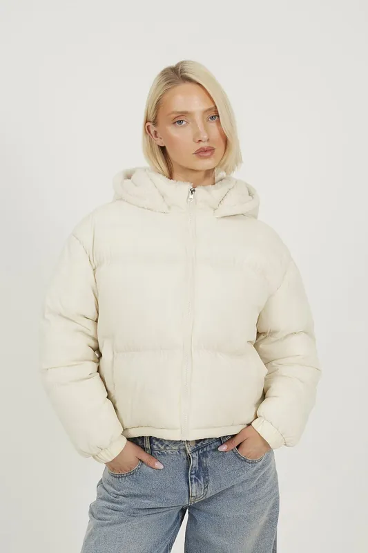 Crinkle Oversized Short Puffer Jacket - Brave Soul