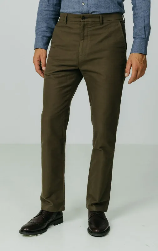 Olive Moleskin Trousers - Dobell