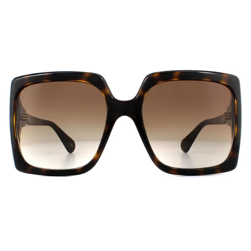 Square Dark Havana Brown Gradient Sunglasses - Gucci