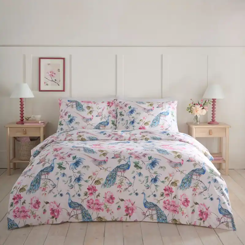 Selene Floral Birds Duvet Cover Quilt Set With Pillow Case Bedding - Portfolio Home