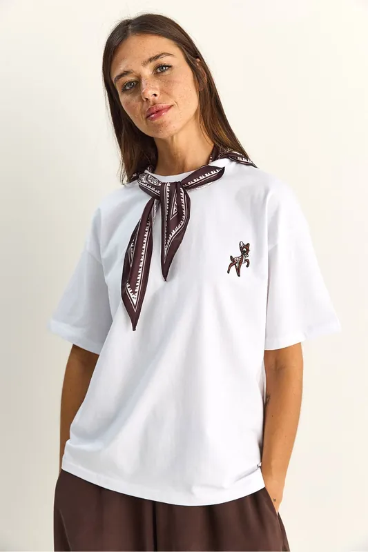 Loose Fit Crew Neck Embroidered T-Shirt