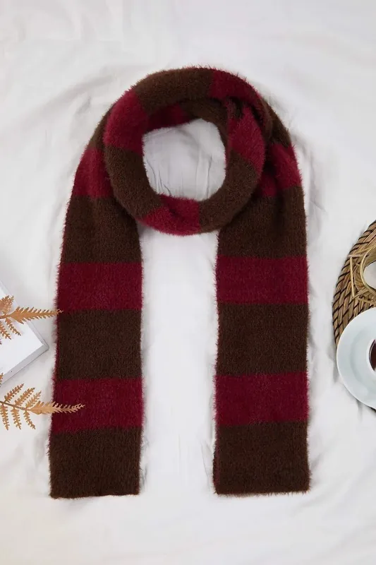 Colour Block Stripe Brushed Knit Soft Winter Scarf - WOVCOR