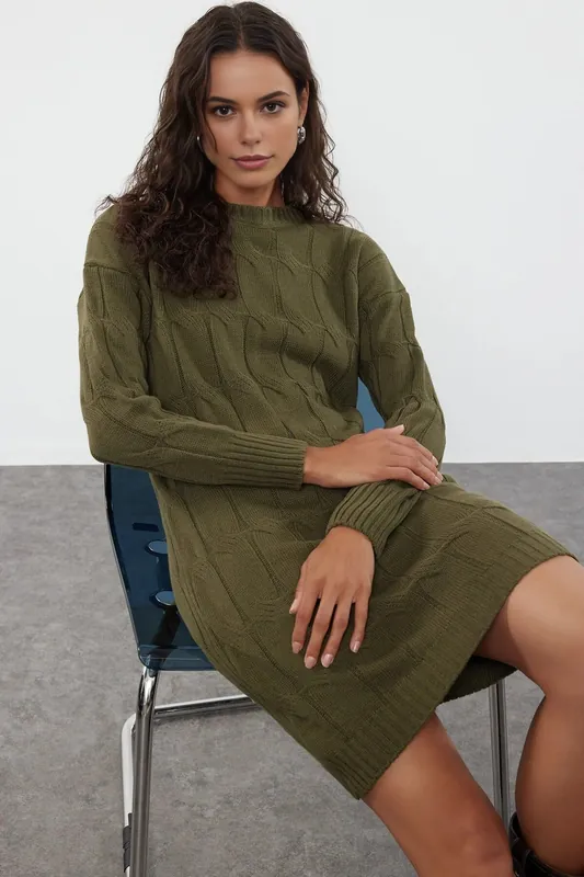 Mini Crew Neck Ribbed Knit Dress - WOVCOR