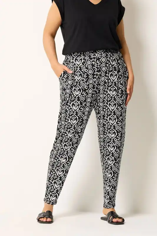 Ikat Print Harem Trousers - Yours