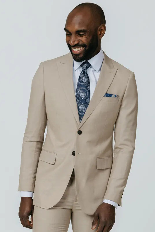 Stone Sharkskin Slim Fit 2 Piece Suit - Dobell