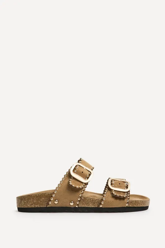 Kelsie Mocha Double Buckle Sandals - Linzi