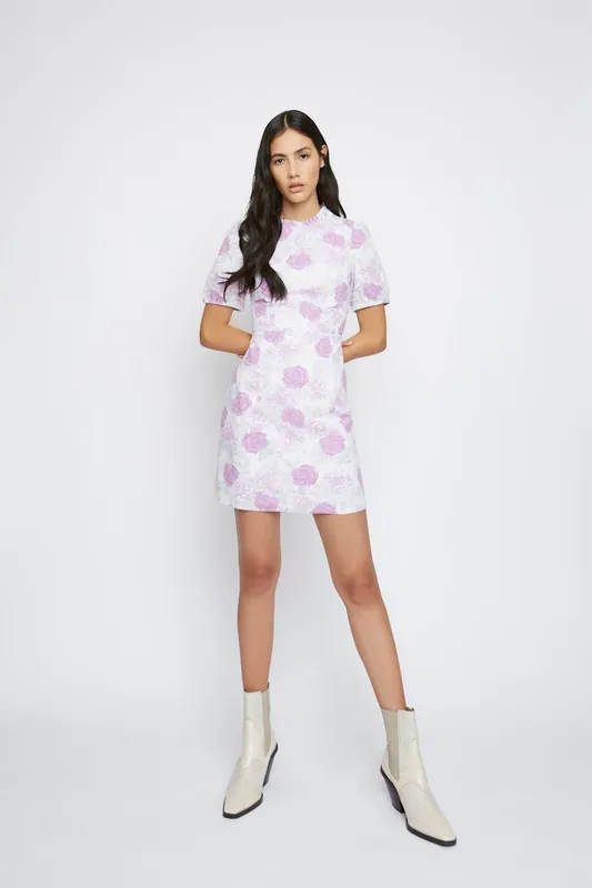 Ruffle-Trim Mini-Dress