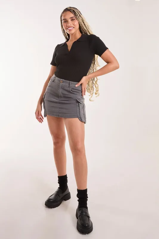 Oversized Pocket Cargo Mini Skirt - Pink Vanilla