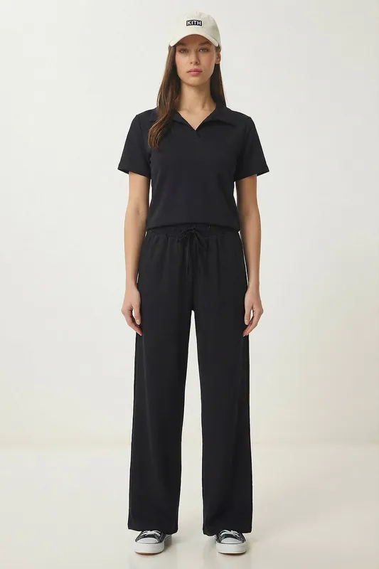 Mid Waist Polo Collar Two-Piece Coord Set